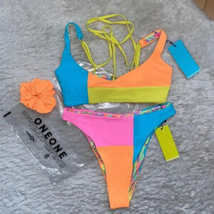 OneOne Swimwear Bikini Set. Anastasia top and Lourdes bottom in Cockatoo color.
